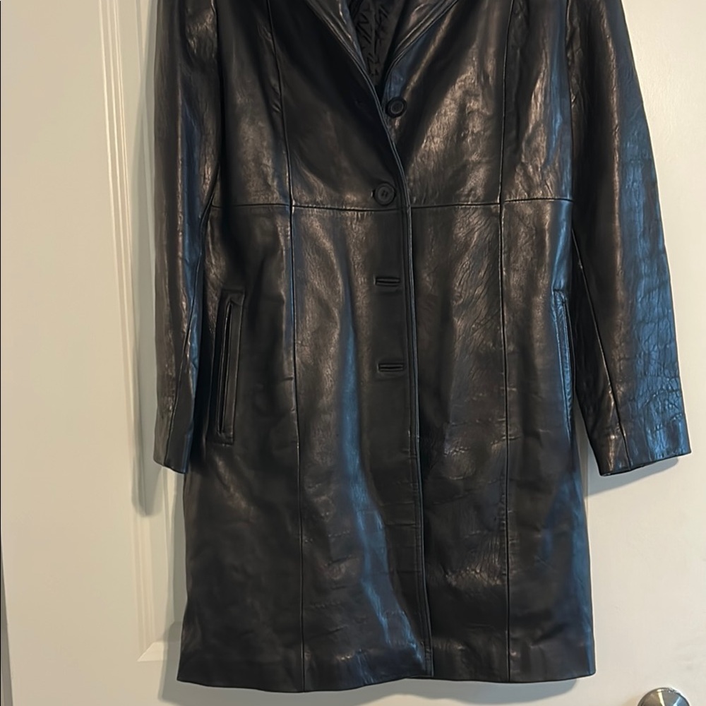 Jones New York Black Leather Blazer Jacket - Picture 2 of 4